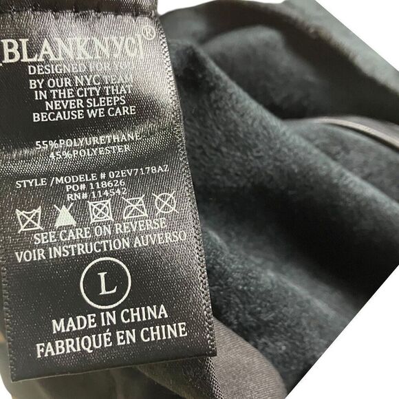 BLANK NYC Dress Womens L Black Mini Shirt Snap Button Vegan Leather Fall Biker - Picture 6 of 16